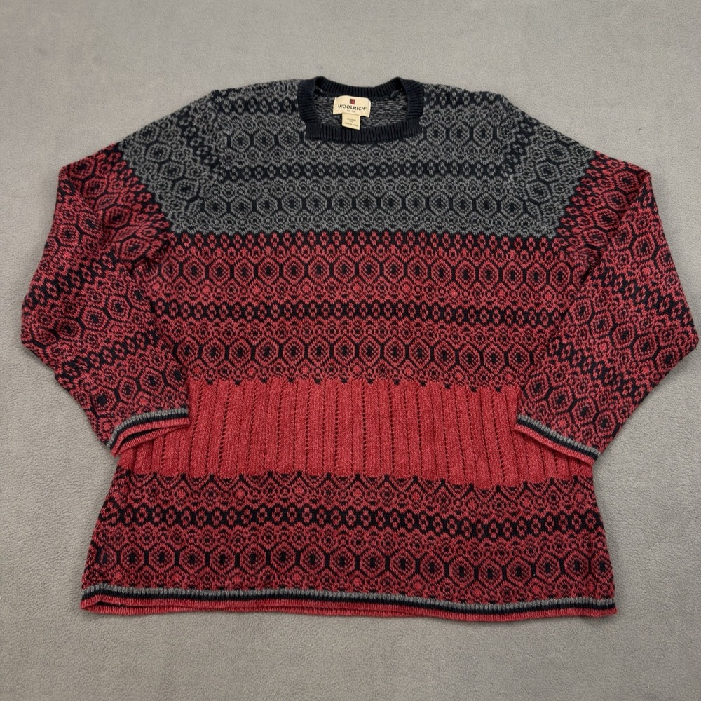 Woolrich Fair Isle Long Sleeve Sweater Womens 2XL Sq Neck Pullover Cottagecore